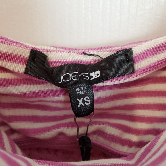 5/$20 Pink white striped lace layer bralette Joe's Jeans - Picture 7 of 8